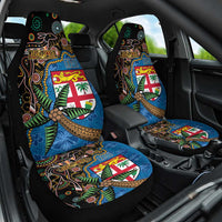 Fijian and Australian Culture Together Car Seat Cover Aboriginal Art and Tapa Motifs with Kangaroo and Palm Tree LT03 One Size Black - Polynesian Pride