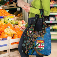 Fijian and Australian Culture Together Grocery Bag Aboriginal Art and Tapa Motifs with Kangaroo and Palm Tree LT03 - Polynesian Pride