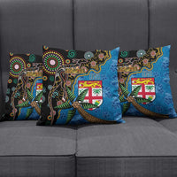 Fijian and Australian Culture Together Pillow Cover Aboriginal Art and Tapa Motifs with Kangaroo and Palm Tree LT03 - Polynesian Pride