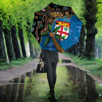 Fijian and Australian Culture Together Umbrella Aboriginal Art and Tapa Motifs with Kangaroo and Palm Tree LT03 - Polynesian Pride