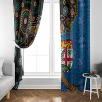 Fijian and Australian Culture Together Window Curtain Aboriginal Art and Tapa Motifs with Kangaroo and Palm Tree LT03 - Polynesian Pride