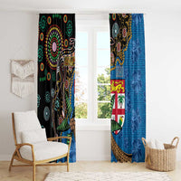 Fijian and Australian Culture Together Window Curtain Aboriginal Art and Tapa Motifs with Kangaroo and Palm Tree LT03 - Polynesian Pride