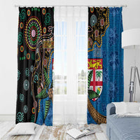Fijian and Australian Culture Together Window Curtain Aboriginal Art and Tapa Motifs with Kangaroo and Palm Tree LT03 - Polynesian Pride