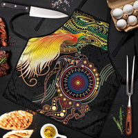 Papua New Guinea and Australia Together Apron Bird of Paradise and Kangaroo Melanesian Aboriginal Motifs LT03 Black - Polynesian Pride