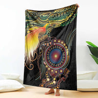 Papua New Guinea and Australia Together Blanket Bird of Paradise and Kangaroo Melanesian Aboriginal Motifs LT03 - Polynesian Pride
