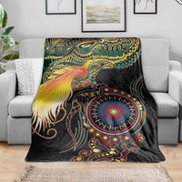 Papua New Guinea and Australia Together Blanket Bird of Paradise and Kangaroo Melanesian Aboriginal Motifs LT03 - Polynesian Pride