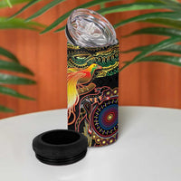 Papua New Guinea and Australia Together 4 in 1 Can Cooler Tumbler Bird of Paradise and Kangaroo Melanesian Aboriginal Motifs LT03 - Polynesian Pride