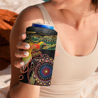 Papua New Guinea and Australia Together 4 in 1 Can Cooler Tumbler Bird of Paradise and Kangaroo Melanesian Aboriginal Motifs LT03 - Polynesian Pride