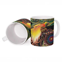 Papua New Guinea and Australia Together Ceramic Mug Bird of Paradise and Kangaroo Melanesian Aboriginal Motifs LT03 - Polynesian Pride