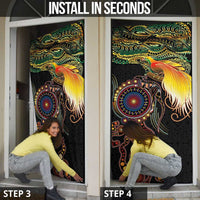 Papua New Guinea and Australia Together Door Cover Bird of Paradise and Kangaroo Melanesian Aboriginal Motifs LT03 - Polynesian Pride