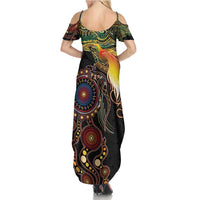 Papua New Guinea and Australia Together Family Matching Summer Maxi Dress and Hawaiian Shirt Bird of Paradise and Kangaroo Melanesian Aboriginal Motifs - Polynesian Pride