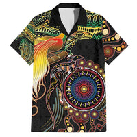 Papua New Guinea and Australia Together Hawaiian Shirt Bird of Paradise and Kangaroo Melanesian Aboriginal Motifs - Polynesian Pride