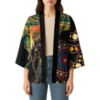 Papua New Guinea and Australia Together Kimono Bird of Paradise and Kangaroo Melanesian Aboriginal Motifs LT03 - Polynesian Pride