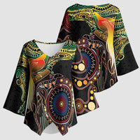 Papua New Guinea and Australia Together Kimono Sleeve Blouse Bird of Paradise and Kangaroo Melanesian Aboriginal Motifs LT03 - Polynesian Pride