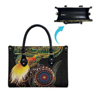 Papua New Guinea and Australia Together Leather Bag Bird of Paradise and Kangaroo Melanesian Aboriginal Motifs LT03 - Polynesian Pride