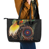 Papua New Guinea and Australia Together Leather Tote Bag Bird of Paradise and Kangaroo Melanesian Aboriginal Motifs LT03 - Polynesian Pride