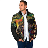 Papua New Guinea and Australia Together Padded Jacket Bird of Paradise and Kangaroo Melanesian Aboriginal Motifs LT03 - Polynesian Pride