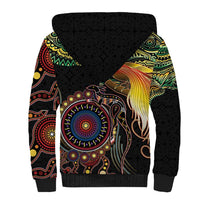Papua New Guinea and Australia Together Sherpa Hoodie Bird of Paradise and Kangaroo Melanesian Aboriginal Motifs LT03 - Polynesian Pride