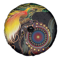 Papua New Guinea and Australia Together Spare Tire Cover Bird of Paradise and Kangaroo Melanesian Aboriginal Motifs LT03 - Polynesian Pride