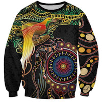 Papua New Guinea and Australia Together Sweatshirt Bird of Paradise and Kangaroo Melanesian Aboriginal Motifs - Polynesian Pride