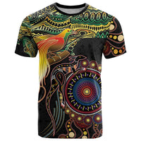 Papua New Guinea and Australia Together T Shirt Bird of Paradise and Kangaroo Melanesian Aboriginal Motifs - Polynesian Pride