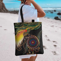 Papua New Guinea and Australia Together Tote Bag Bird of Paradise and Kangaroo Melanesian Aboriginal Motifs LT03 - Polynesian Pride