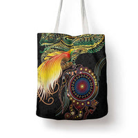Papua New Guinea and Australia Together Tote Bag Bird of Paradise and Kangaroo Melanesian Aboriginal Motifs LT03 - Polynesian Pride