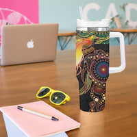 Papua New Guinea and Australia Together Tumbler With Handle Bird of Paradise and Kangaroo Melanesian Aboriginal Motifs LT03 - Polynesian Pride