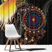 Papua New Guinea and Australia Together Window Curtain Bird of Paradise and Kangaroo Melanesian Aboriginal Motifs LT03 - Polynesian Pride