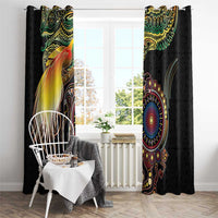 Papua New Guinea and Australia Together Window Curtain Bird of Paradise and Kangaroo Melanesian Aboriginal Motifs LT03 - Polynesian Pride