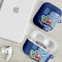 Hawaiian Mele Kalikimaka AirPods Case Funny Santa on Whale Island with Kakau Tattoos LT03 - Polynesian Pride