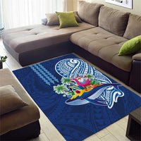 Hawaiian Mele Kalikimaka Area Rug Funny Santa on Whale Island with Kakau Tattoos LT03 - Polynesian Pride