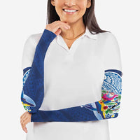 Hawaiian Mele Kalikimaka Arm Sleeves Funny Santa on Whale Island with Kakau Tattoos LT03 - Polynesian Pride