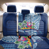 Hawaiian Mele Kalikimaka Back Car Seat Cover Funny Santa on Whale Island with Kakau Tattoos LT03 - Polynesian Pride
