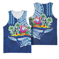 Hawaiian Mele Kalikimaka Basketball Jersey Funny Santa on Whale Island with Kakau Tattoos LT03 - Polynesian Pride