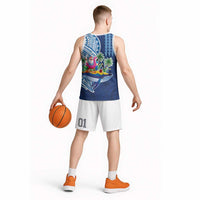 Hawaiian Mele Kalikimaka Basketball Jersey Funny Santa on Whale Island with Kakau Tattoos LT03 - Polynesian Pride