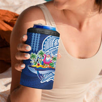 Hawaiian Mele Kalikimaka 4 in 1 Can Cooler Tumbler Funny Santa on Whale Island with Kakau Tattoos LT03 - Polynesian Pride