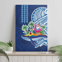 Hawaiian Mele Kalikimaka Canvas Wall Art Funny Santa on Whale Island with Kakau Tattoos LT03 - Polynesian Pride