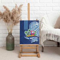 Hawaiian Mele Kalikimaka Canvas Wall Art Funny Santa on Whale Island with Kakau Tattoos LT03 - Polynesian Pride