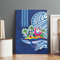 Hawaiian Mele Kalikimaka Canvas Wall Art Funny Santa on Whale Island with Kakau Tattoos LT03 - Polynesian Pride