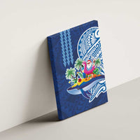 Hawaiian Mele Kalikimaka Canvas Wall Art Funny Santa on Whale Island with Kakau Tattoos LT03 - Polynesian Pride