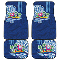 Hawaiian Mele Kalikimaka Car Mats Funny Santa on Whale Island with Kakau Tattoos LT03 - Polynesian Pride