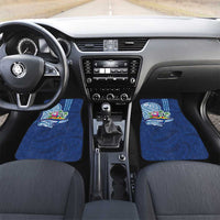 Hawaiian Mele Kalikimaka Car Mats Funny Santa on Whale Island with Kakau Tattoos LT03 Set 2pcs - Front Blue - Polynesian Pride