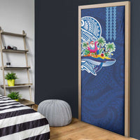 Hawaiian Mele Kalikimaka Door Cover Funny Santa on Whale Island with Kakau Tattoos LT03 - Polynesian Pride
