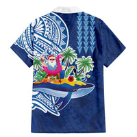 Hawaiian Mele Kalikimaka Family Matching Mermaid Dress and Hawaiian Shirt Funny Santa on Whale Island with Kakau Tattoos LT03 - Polynesian Pride