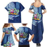Hawaiian Mele Kalikimaka Family Matching Summer Maxi Dress and Hawaiian Shirt Funny Santa on Whale Island with Kakau Tattoos LT03 - Polynesian Pride