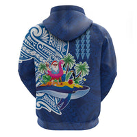 Hawaiian Mele Kalikimaka Hoodie Funny Santa on Whale Island with Kakau Tattoos LT03 - Polynesian Pride