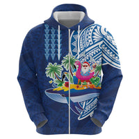 Hawaiian Mele Kalikimaka Hoodie Funny Santa on Whale Island with Kakau Tattoos LT03 - Polynesian Pride