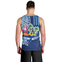 Hawaiian Mele Kalikimaka Men Tank Top Funny Santa on Whale Island with Kakau Tattoos LT03 - Polynesian Pride