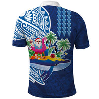 Hawaiian Mele Kalikimaka Polo Shirt Funny Santa on Whale Island with Kakau Tattoos LT03 - Polynesian Pride